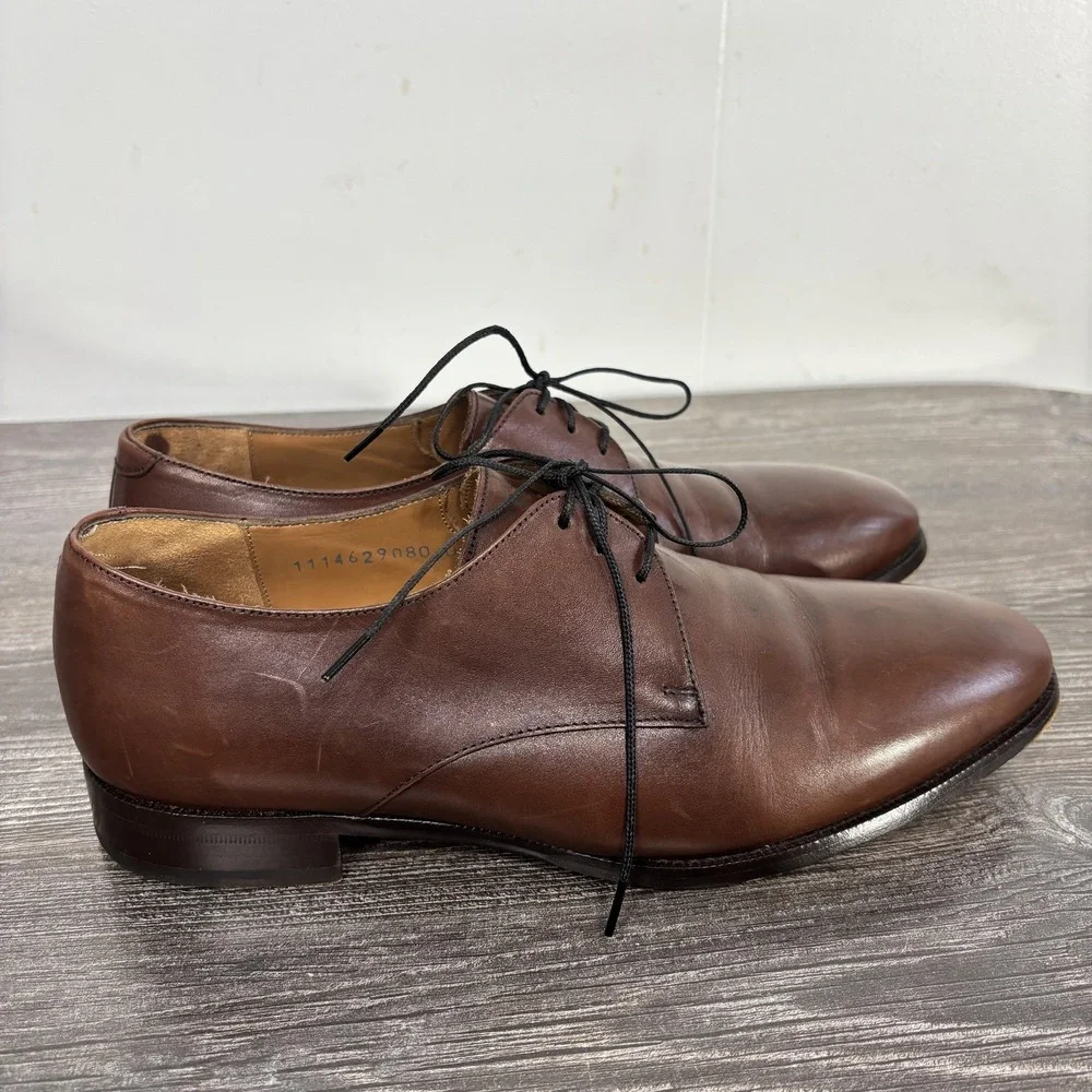 Jack Erwin Shoes Mens Size 8 Brown Leather Derby Dress Almond Toe Spain